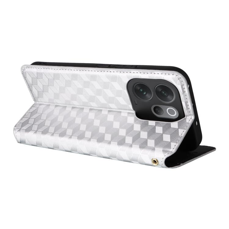 For vivo V70 5G / V70 Elite 5G Cubic Grid Texture Flip Leather Phone Case