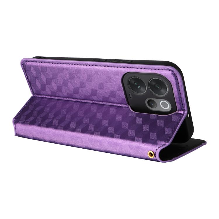 For vivo V70 5G / V70 Elite 5G Cubic Grid Texture Flip Leather Phone Case