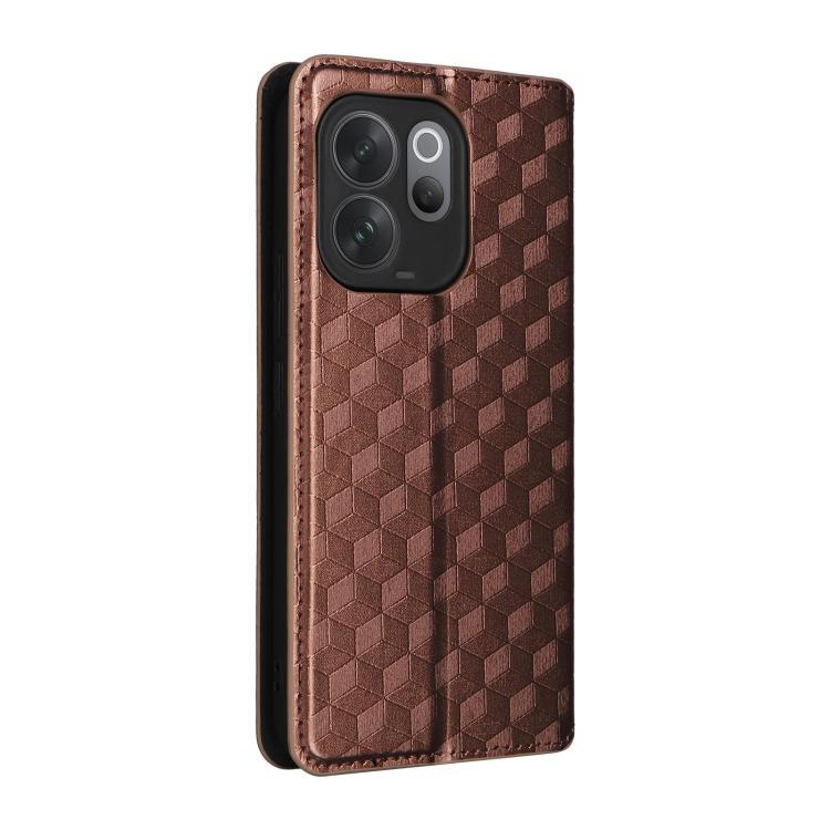 For vivo V70 5G / V70 Elite 5G Cubic Grid Texture Flip Leather Phone Case