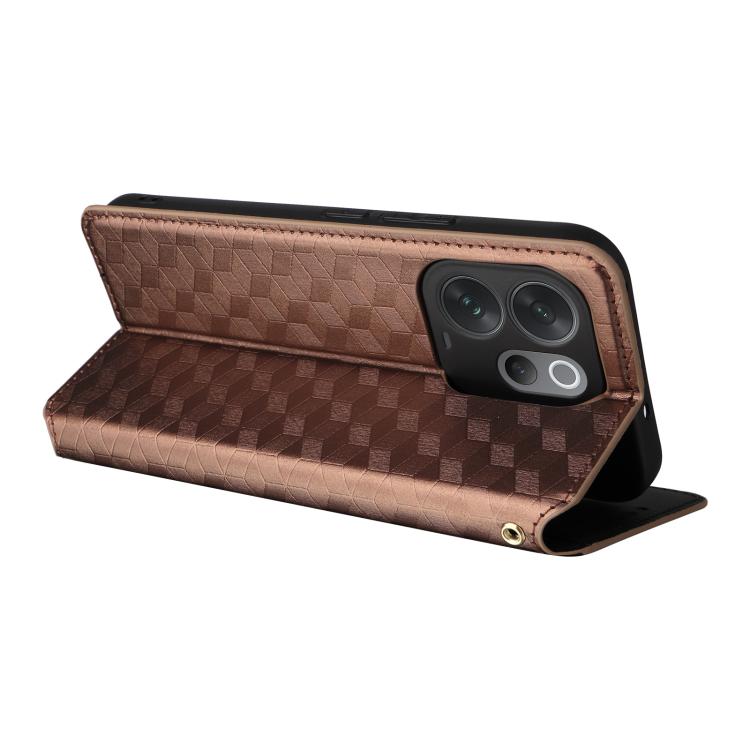 For vivo V70 5G / V70 Elite 5G Cubic Grid Texture Flip Leather Phone Case