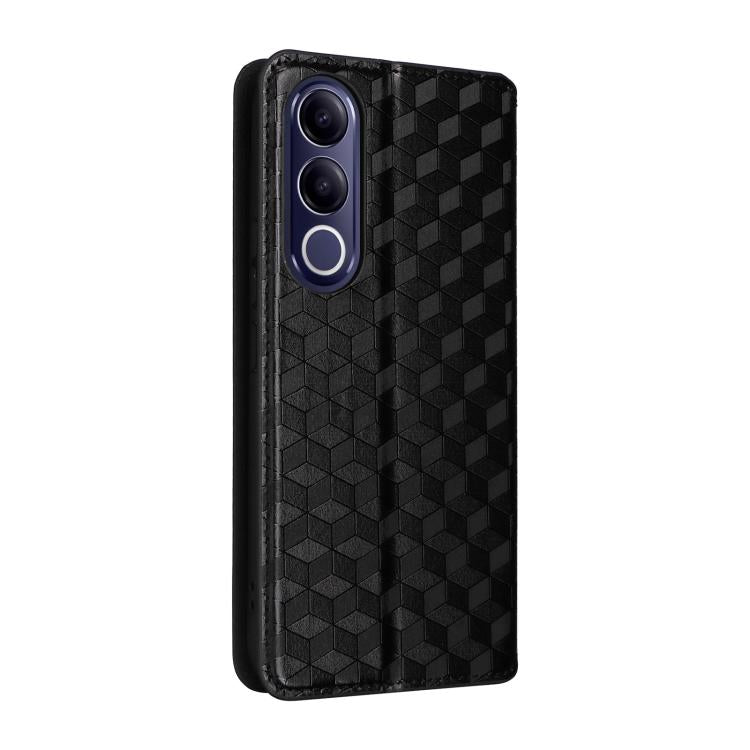 For vivo V70 FE 5G Cubic Grid Texture Flip Leather Phone Case