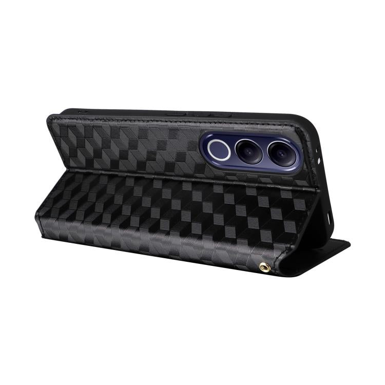 For vivo V70 FE 5G Cubic Grid Texture Flip Leather Phone Case