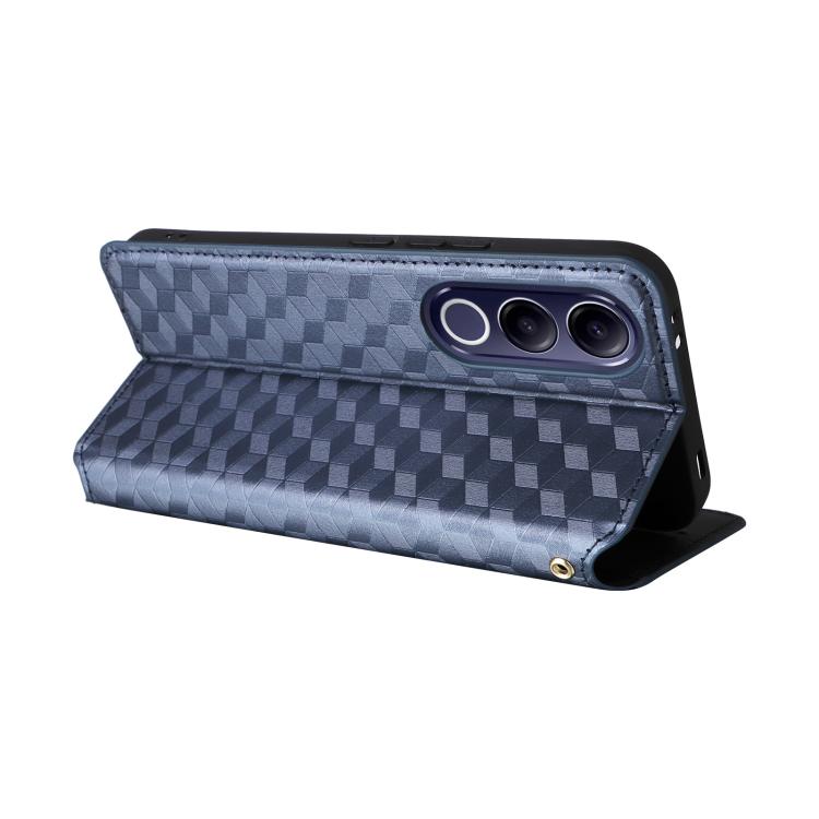 For vivo V70 FE 5G Cubic Grid Texture Flip Leather Phone Case