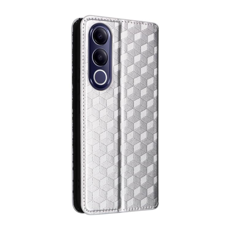 For vivo V70 FE 5G Cubic Grid Texture Flip Leather Phone Case