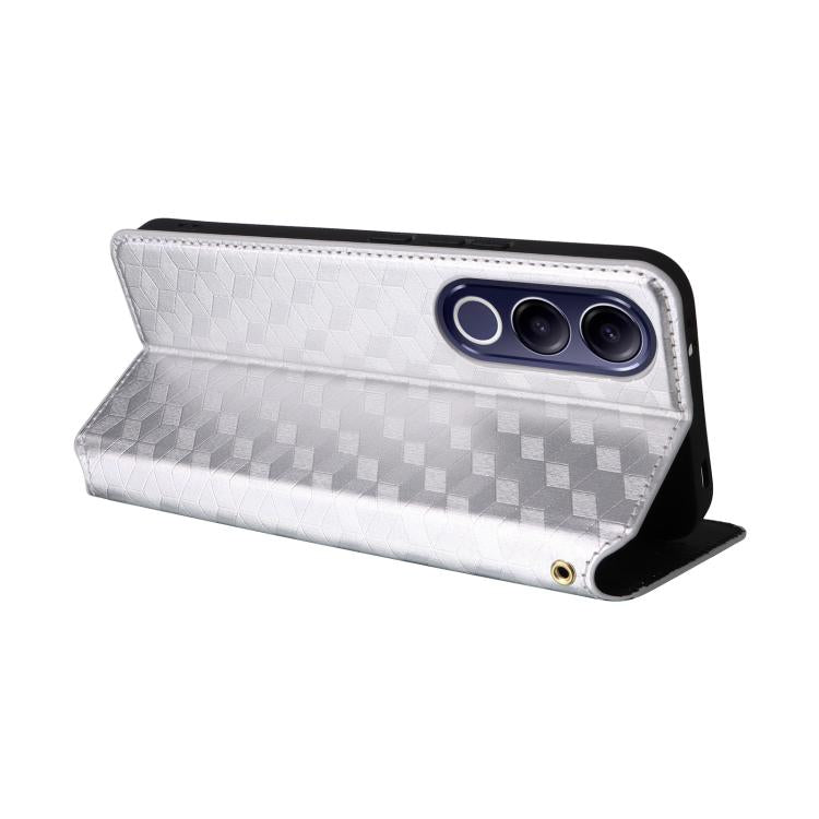 For vivo V70 FE 5G Cubic Grid Texture Flip Leather Phone Case