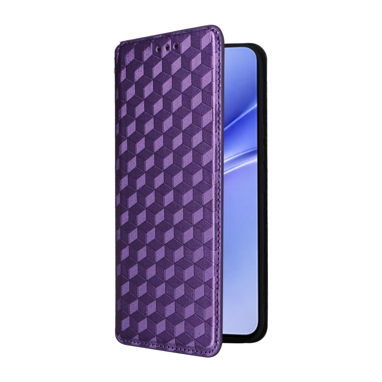 For vivo V70 FE 5G Cubic Grid Texture Flip Leather Phone Case