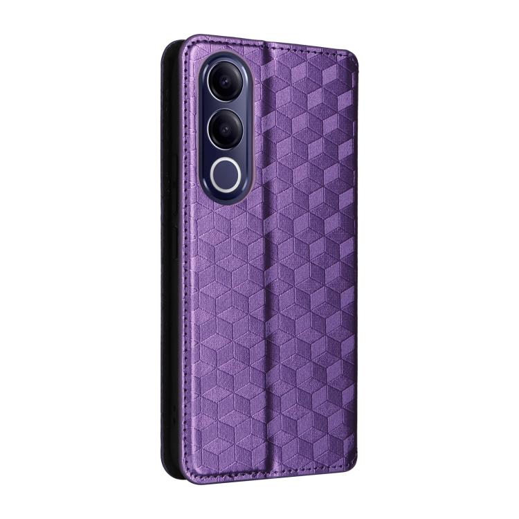 For vivo V70 FE 5G Cubic Grid Texture Flip Leather Phone Case