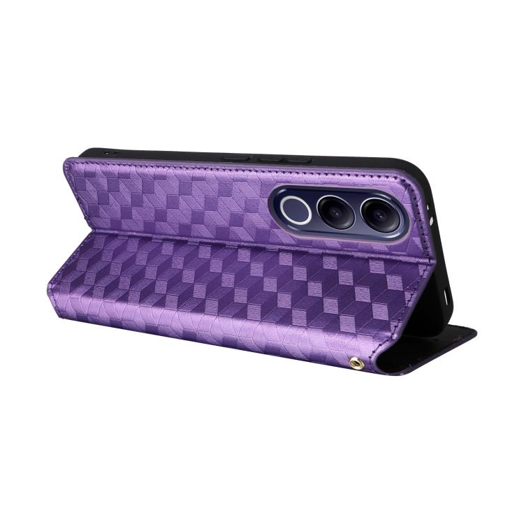 For vivo V70 FE 5G Cubic Grid Texture Flip Leather Phone Case