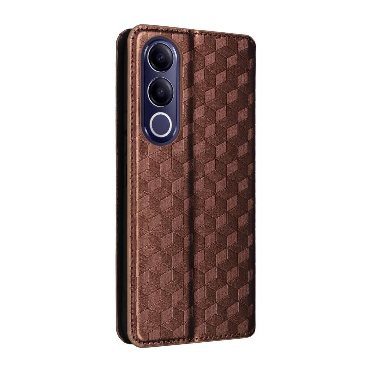 For vivo V70 FE 5G Cubic Grid Texture Flip Leather Phone Case