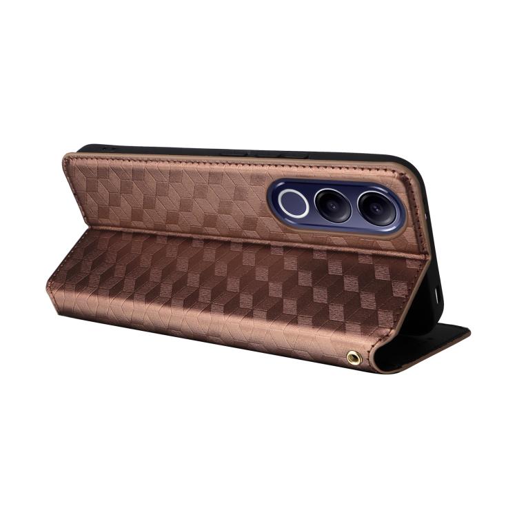 For vivo V70 FE 5G Cubic Grid Texture Flip Leather Phone Case