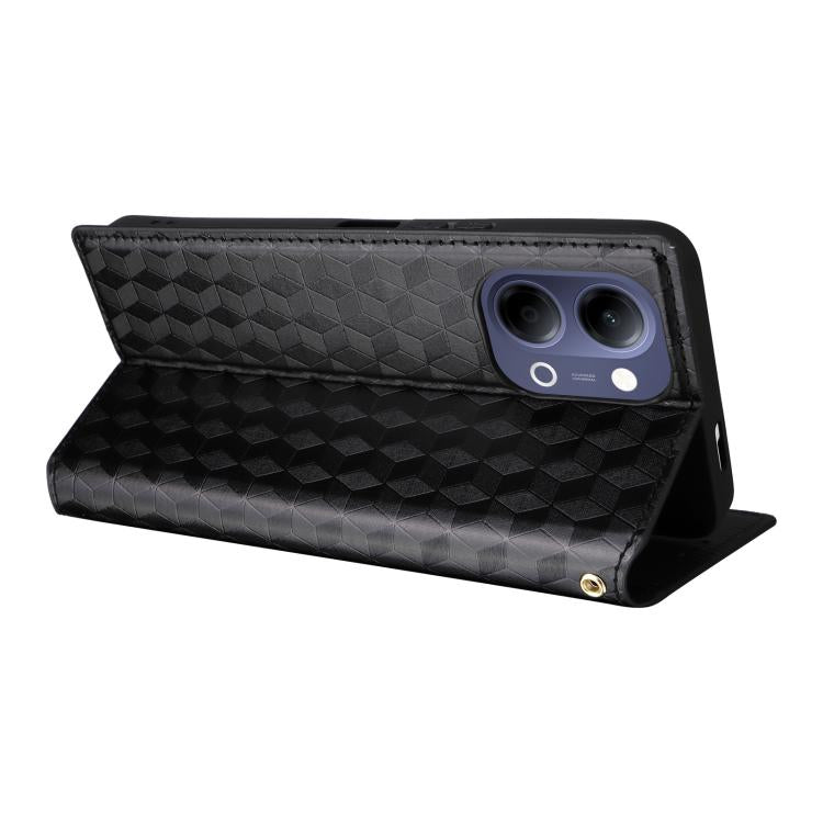 For vivo Y21 5G 2026 / Y05 4G Cubic Grid Texture Flip Leather Phone Case