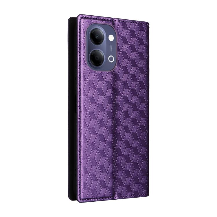 For vivo Y21 5G 2026 / Y05 4G Cubic Grid Texture Flip Leather Phone Case