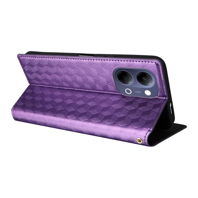 For vivo Y21 5G 2026 / Y05 4G Cubic Grid Texture Flip Leather Phone Case