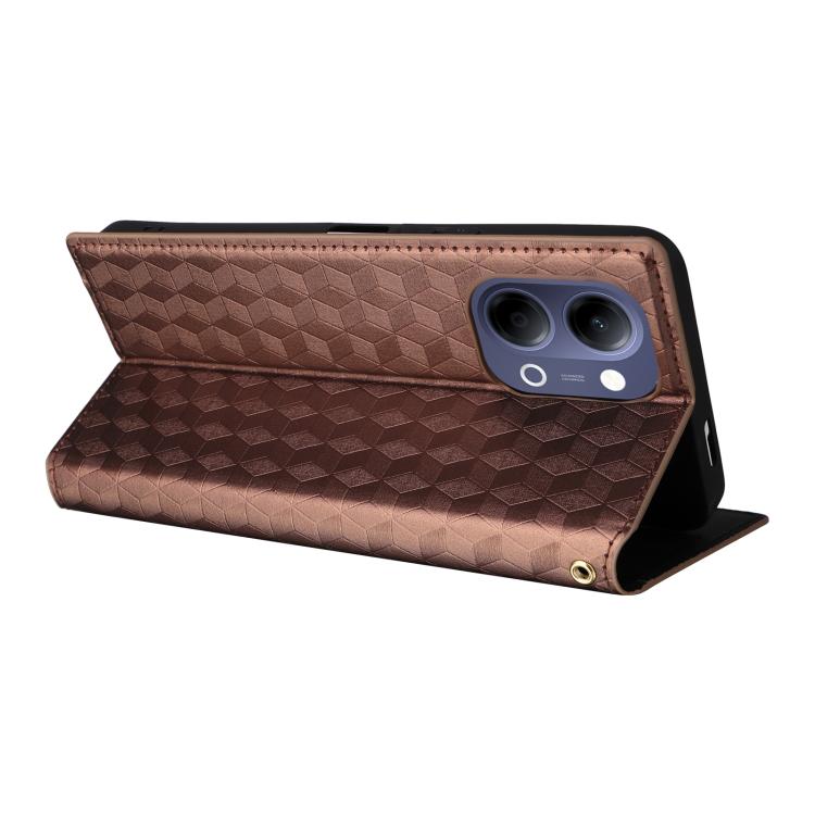 For vivo Y21 5G 2026 / Y05 4G Cubic Grid Texture Flip Leather Phone Case
