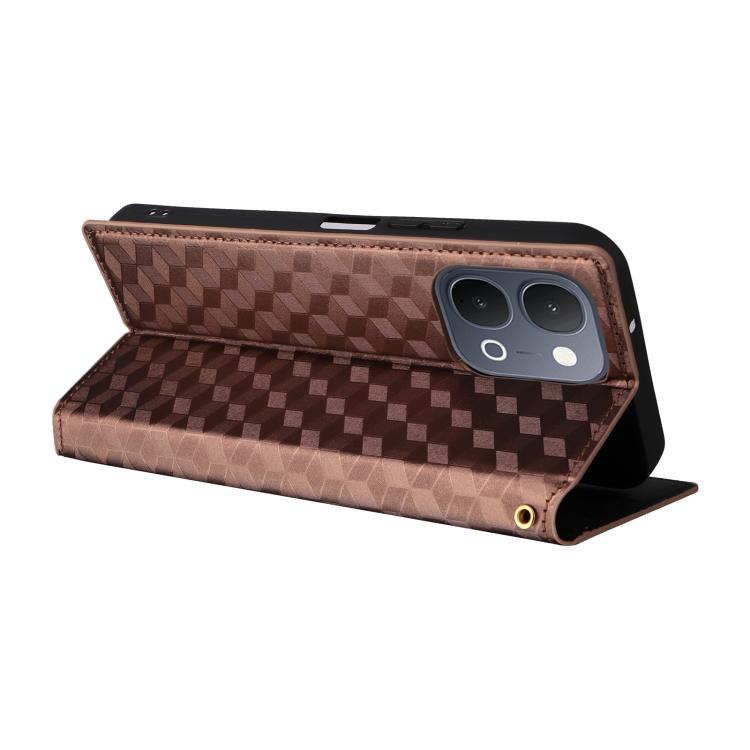For vivo Y31d 4G / Y500i 5G Cubic Grid Texture Flip Leather Phone Case