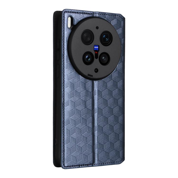 For vivo X300 Ultra Cubic Grid Texture Flip Leather Phone Case