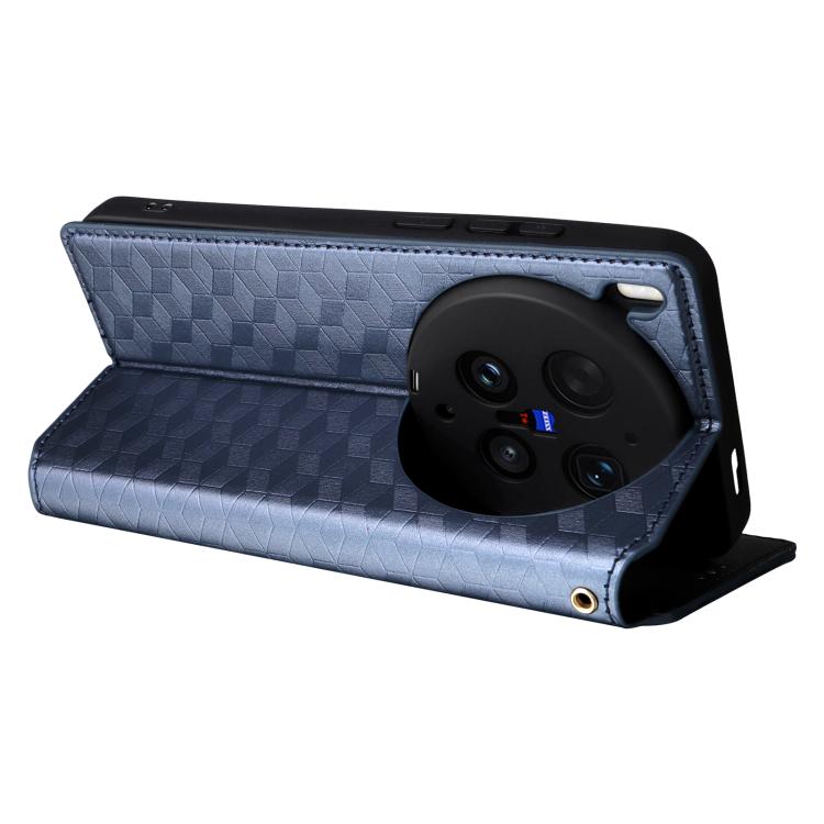 For vivo X300 Ultra Cubic Grid Texture Flip Leather Phone Case