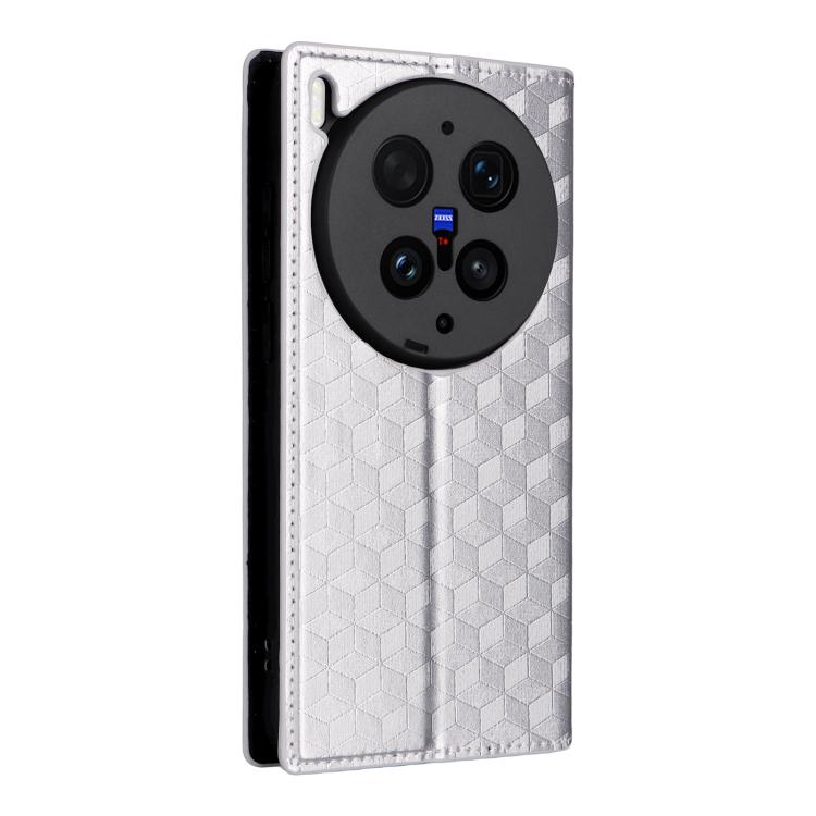 For vivo X300 Ultra Cubic Grid Texture Flip Leather Phone Case