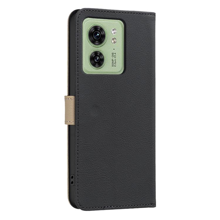 For Motorola Edge 40 Splicing Color Hollow Flower Pattern RFID Leather Phone Case