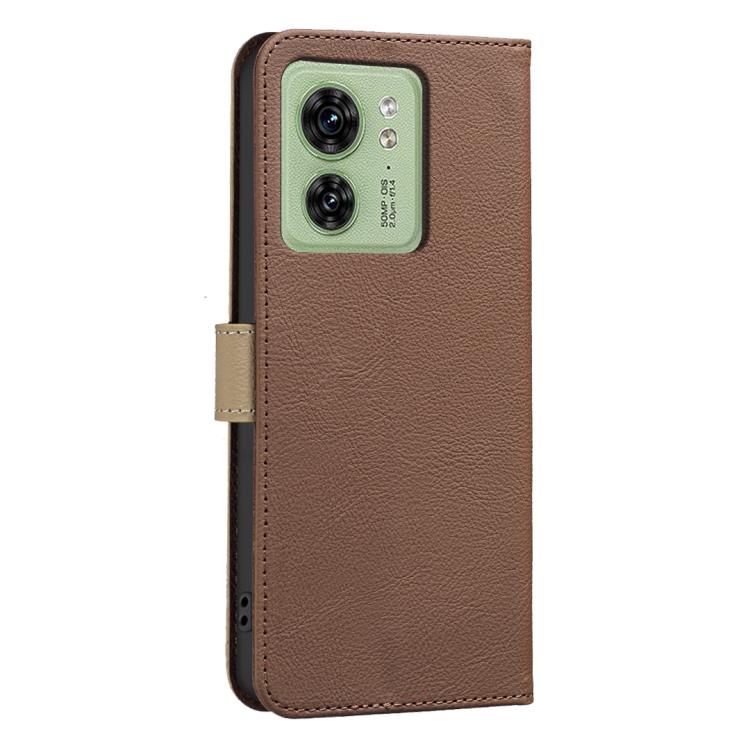 For Motorola Edge 40 Splicing Color Hollow Flower Pattern RFID Leather Phone Case