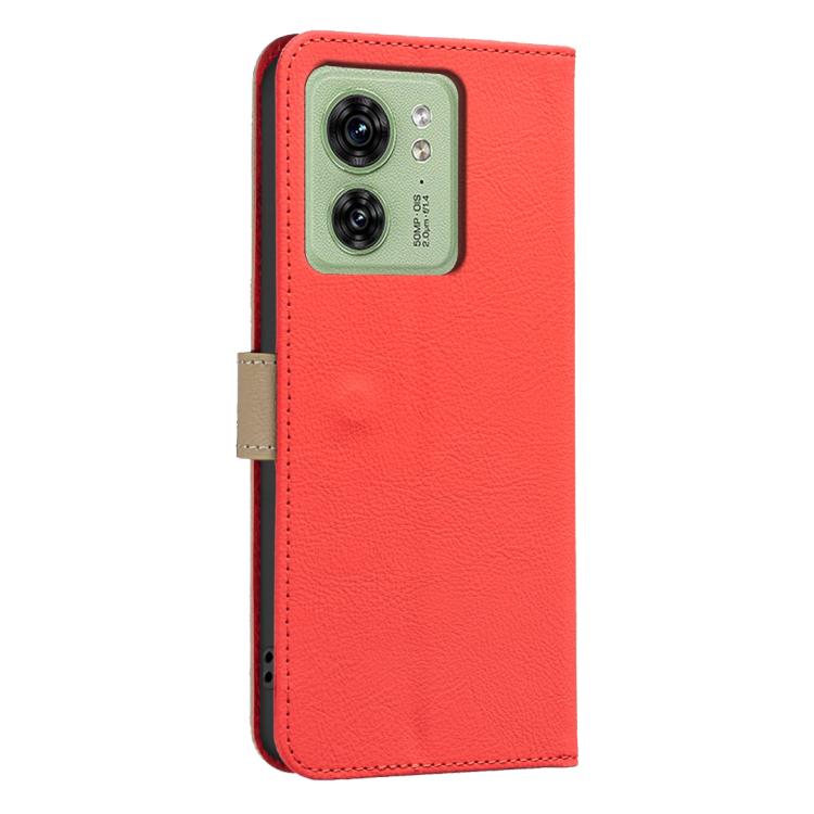 For Motorola Edge 40 Splicing Color Hollow Flower Pattern RFID Leather Phone Case