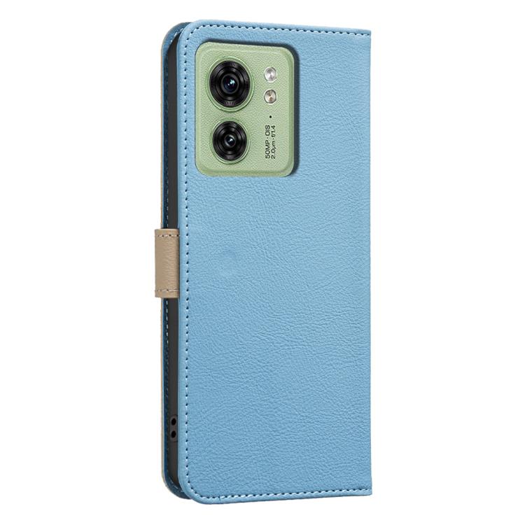 For Motorola Edge 40 Splicing Color Hollow Flower Pattern RFID Leather Phone Case