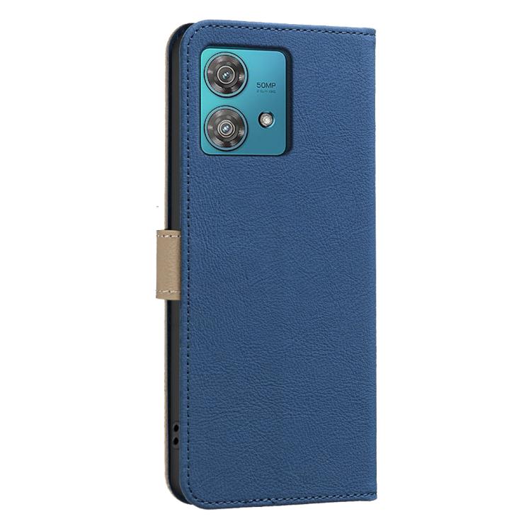 For Motorola Edge 40 Neo Splicing Color Hollow Flower Pattern RFID Leather Phone Case