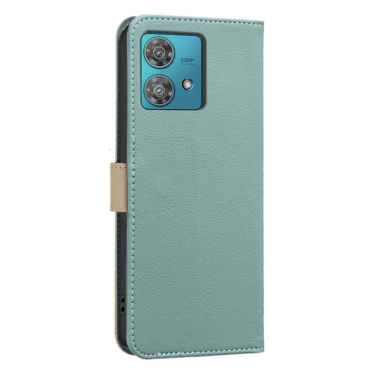 For Motorola Edge 40 Neo Splicing Color Hollow Flower Pattern RFID Leather Phone Case