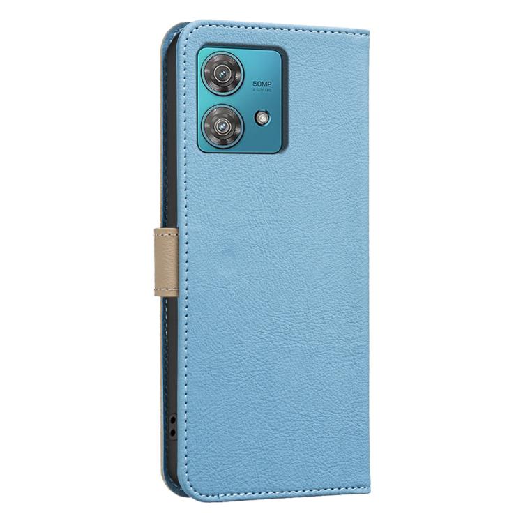 For Motorola Edge 40 Neo Splicing Color Hollow Flower Pattern RFID Leather Phone Case