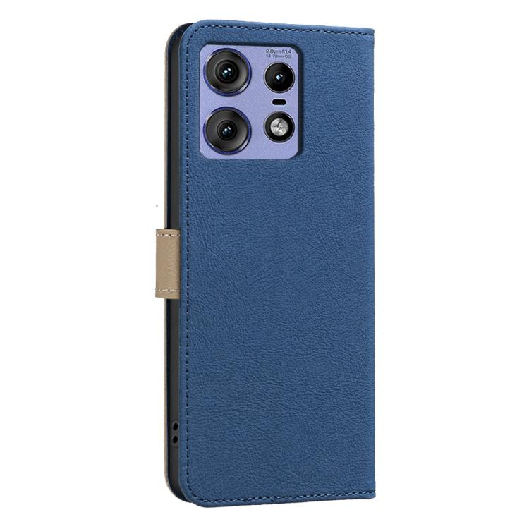 For Motorola Edge 50 Pro Splicing Color Hollow Flower Pattern RFID Leather Phone Case