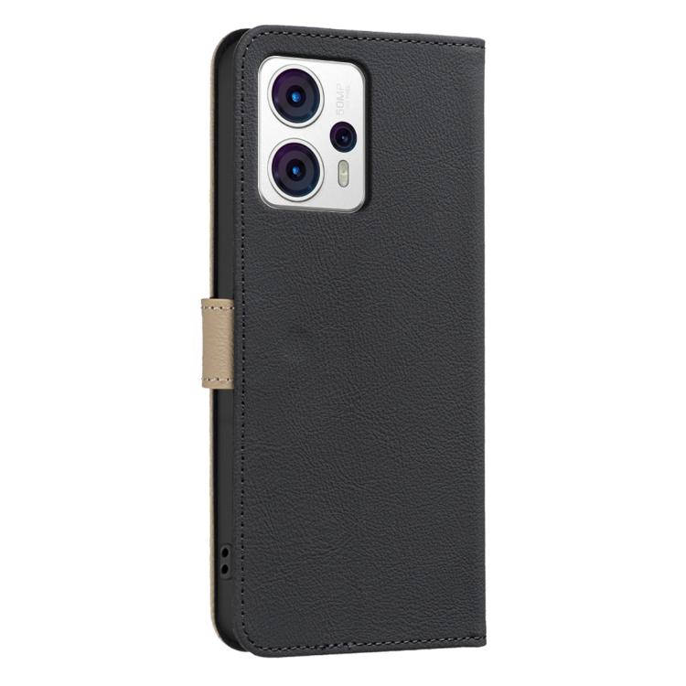 For Motorola Moto G13 4G / G23 4G Splicing Color Hollow Flower Pattern RFID Leather Phone Case