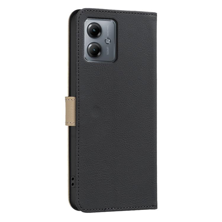 For Motorola Moto G14 4G / G54 5G EU Splicing Color Hollow Flower Pattern RFID Leather Phone Case