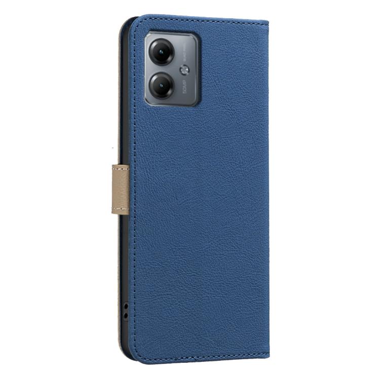 For Motorola Moto G14 4G / G54 5G EU Splicing Color Hollow Flower Pattern RFID Leather Phone Case