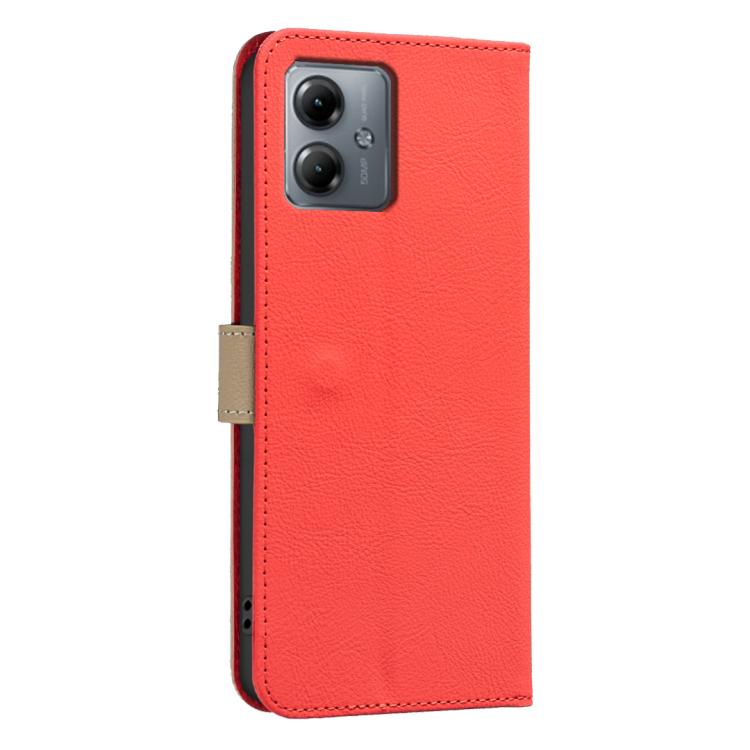 For Motorola Moto G14 4G / G54 5G EU Splicing Color Hollow Flower Pattern RFID Leather Phone Case