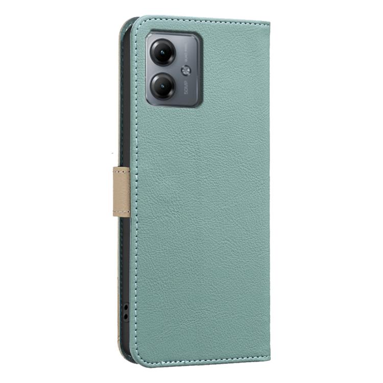 For Motorola Moto G14 4G / G54 5G EU Splicing Color Hollow Flower Pattern RFID Leather Phone Case