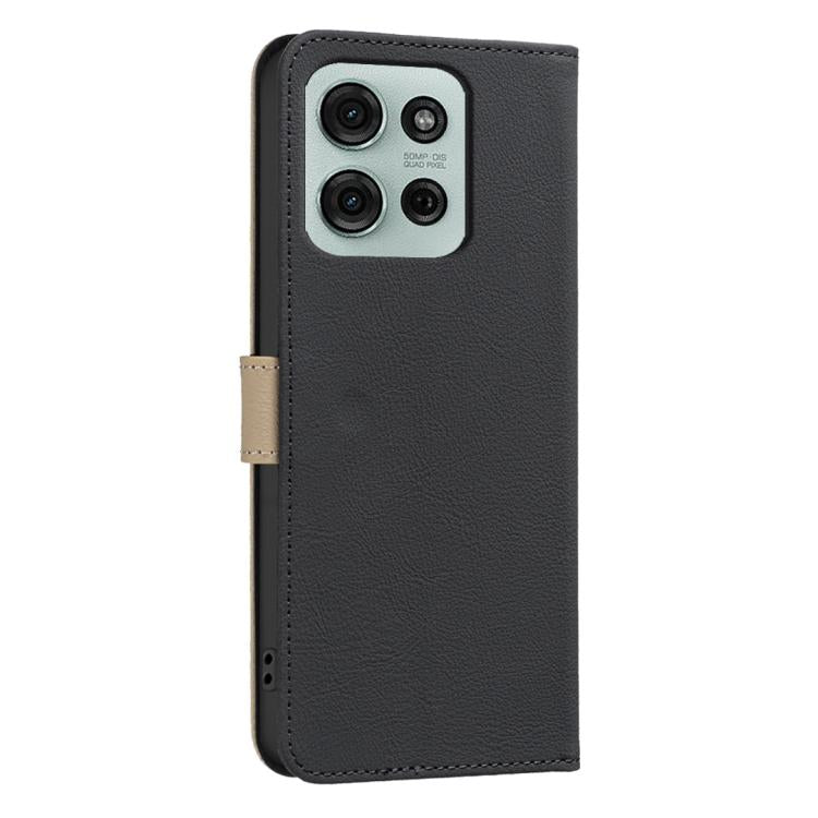 For Motorola Moto G75 5G Splicing Color Hollow Flower Pattern RFID Leather Phone Case