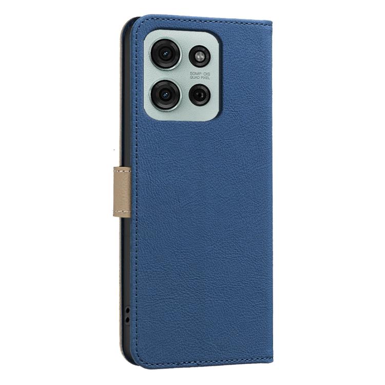 For Motorola Moto G75 5G Splicing Color Hollow Flower Pattern RFID Leather Phone Case