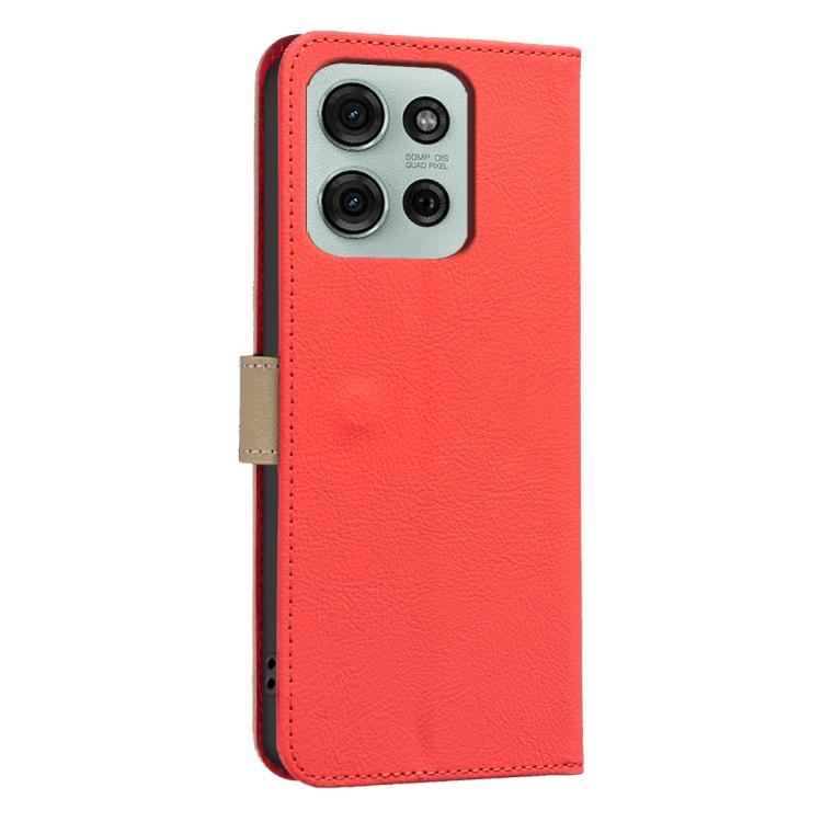 For Motorola Moto G75 5G Splicing Color Hollow Flower Pattern RFID Leather Phone Case