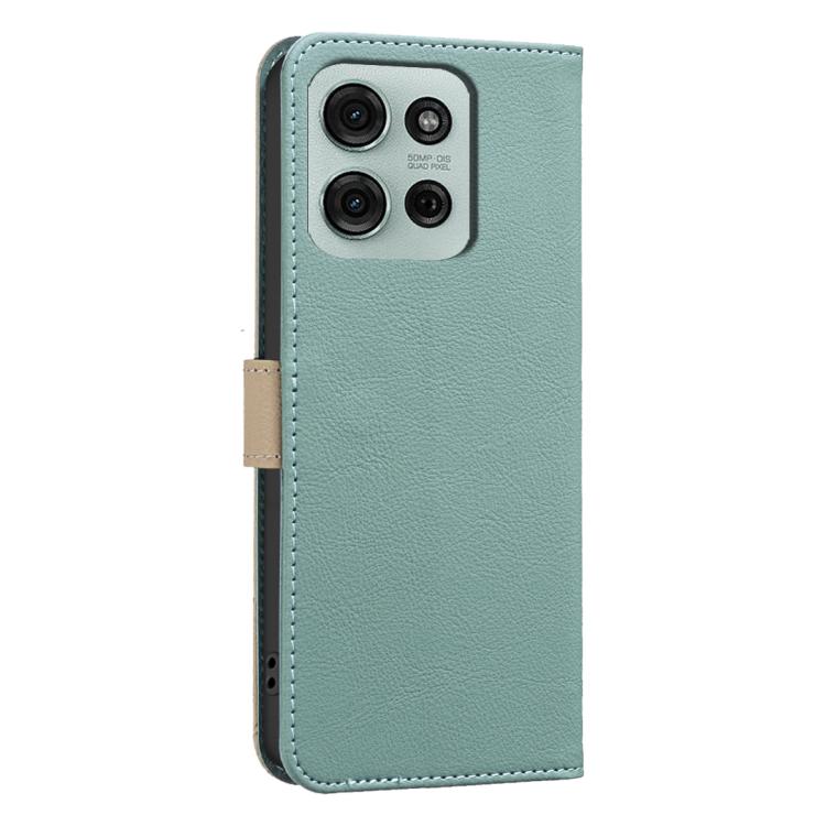 For Motorola Moto G75 5G Splicing Color Hollow Flower Pattern RFID Leather Phone Case