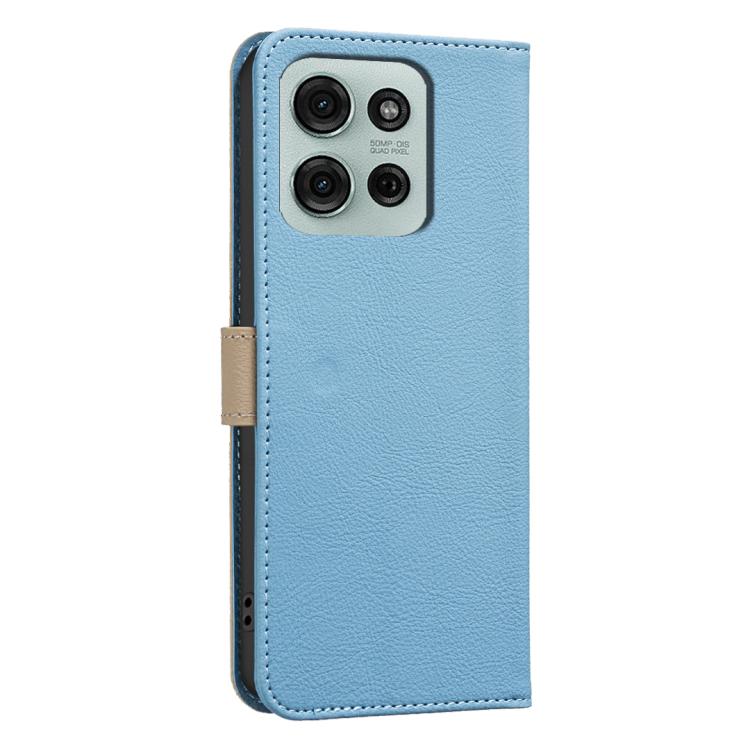 For Motorola Moto G75 5G Splicing Color Hollow Flower Pattern RFID Leather Phone Case