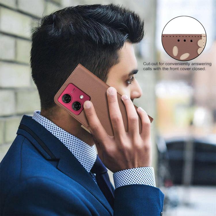 For Motorola Moto G84 Splicing Color Hollow Flower Pattern RFID Leather Phone Case