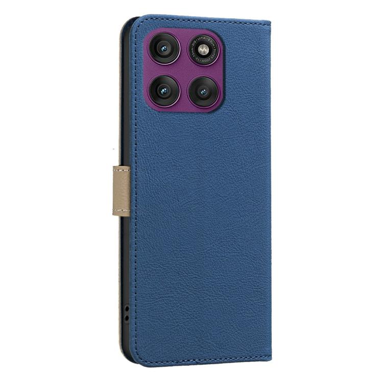 For Motorola Edge 60 Pro Splicing Color Hollow Flower Pattern RFID Leather Phone Case