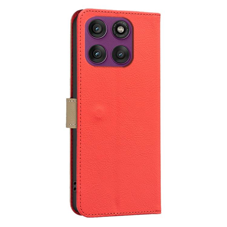 For Motorola Edge 60 Pro Splicing Color Hollow Flower Pattern RFID Leather Phone Case