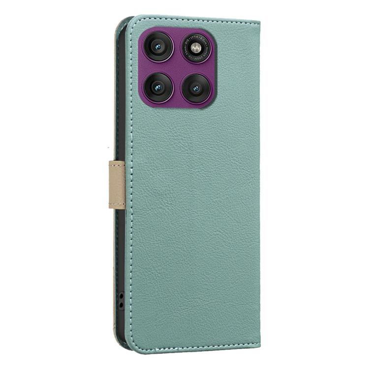 For Motorola Edge 60 Pro Splicing Color Hollow Flower Pattern RFID Leather Phone Case