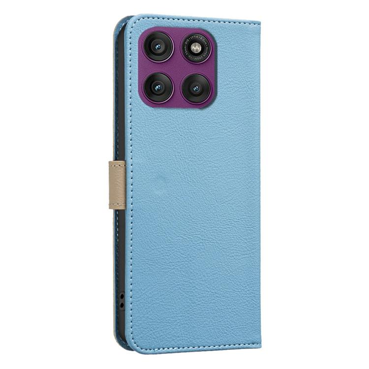For Motorola Edge 60 Pro Splicing Color Hollow Flower Pattern RFID Leather Phone Case