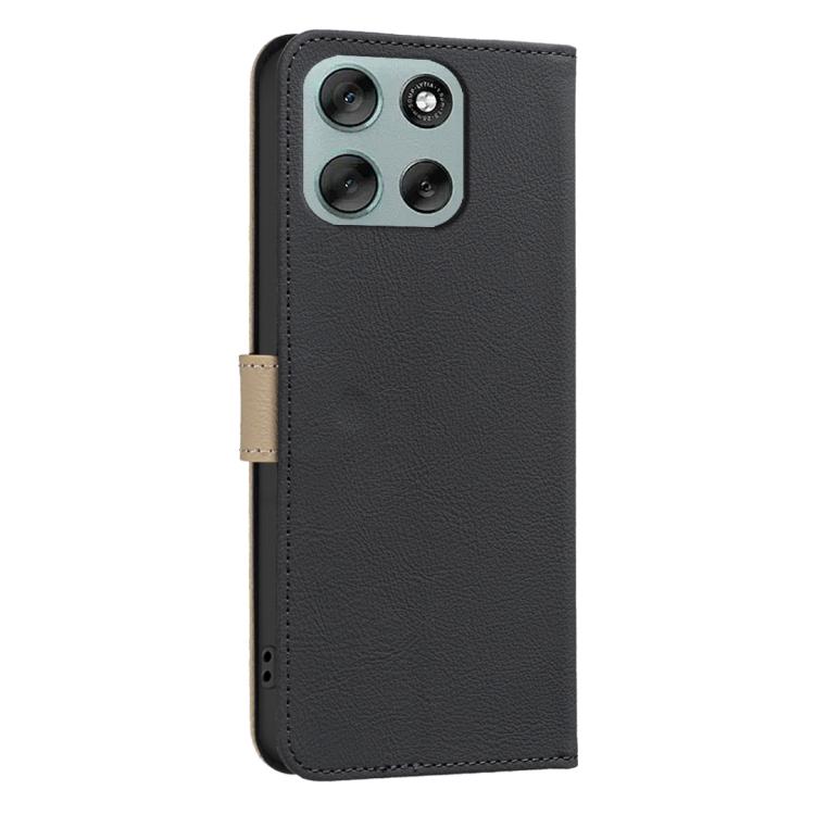 For Motorola Moto G56 5G Splicing Color Hollow Flower Pattern RFID Leather Phone Case
