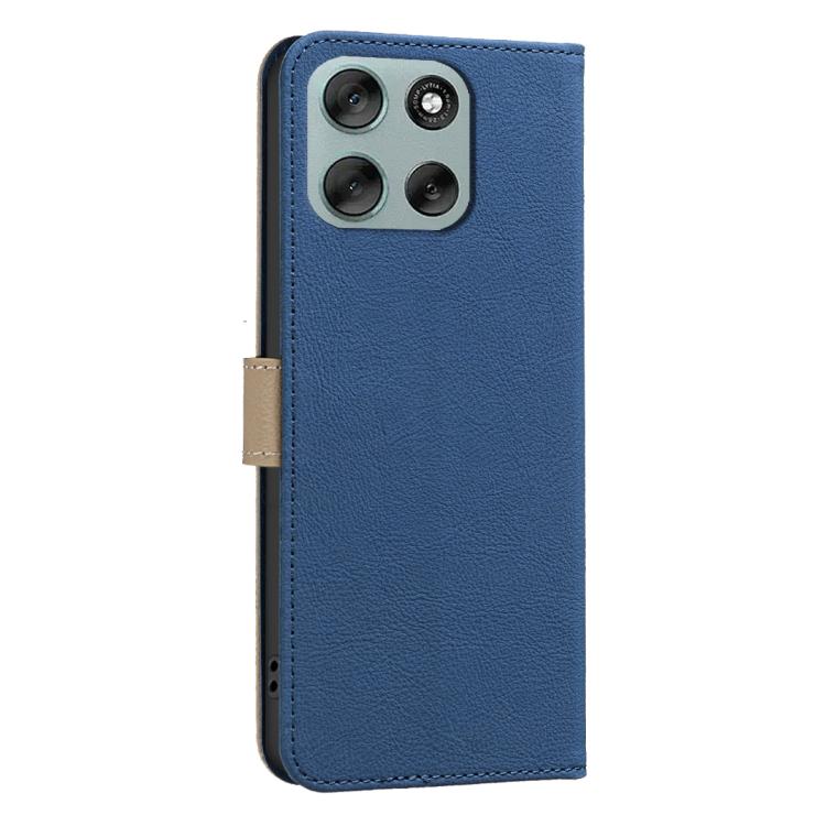 For Motorola Moto G56 5G Splicing Color Hollow Flower Pattern RFID Leather Phone Case