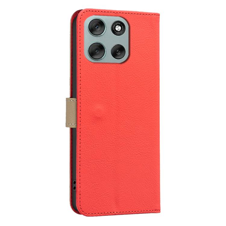 For Motorola Moto G56 5G Splicing Color Hollow Flower Pattern RFID Leather Phone Case