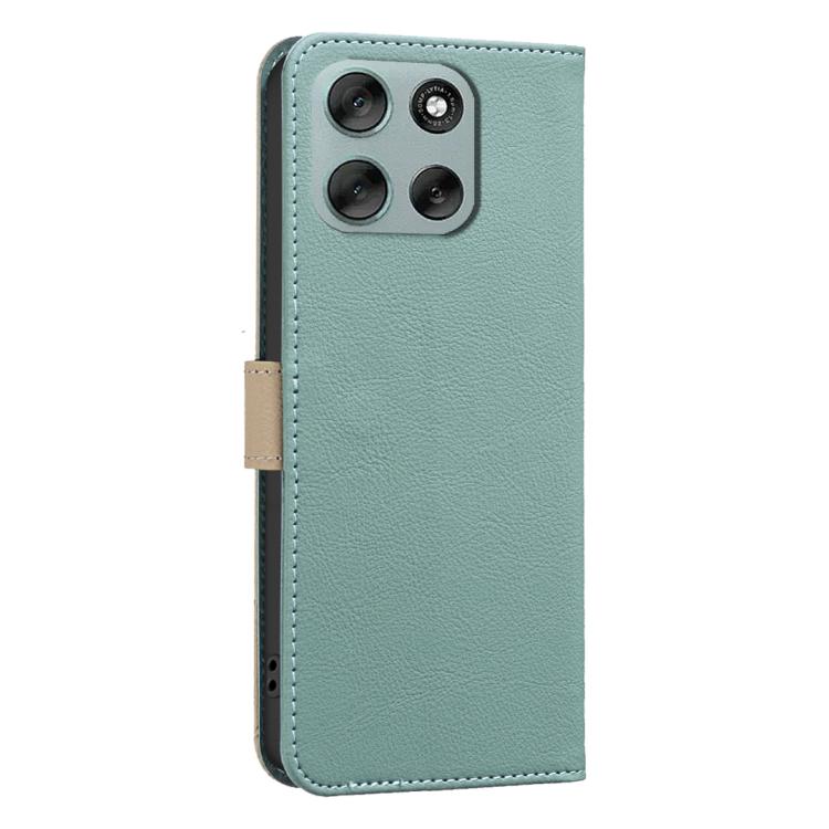 For Motorola Moto G56 5G Splicing Color Hollow Flower Pattern RFID Leather Phone Case