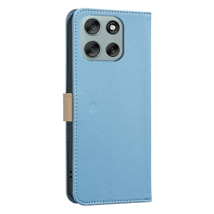 For Motorola Moto G56 5G Splicing Color Hollow Flower Pattern RFID Leather Phone Case